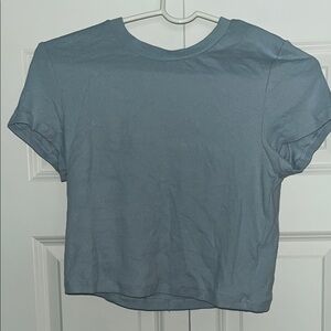 TNA Blue Cuffed Sleeve Crop T-Shirt